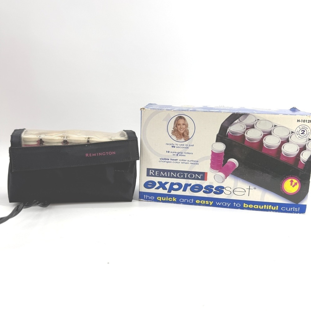 Remington Express Set 10 Travel Curlers Pink Hot Rollers Hair Styling‎ Works Box